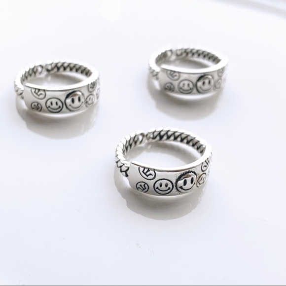 Smiley face adjustable silver ring - Picture 6 of 9